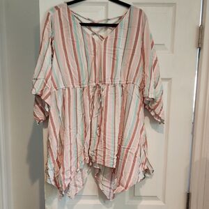 Torrid Sz 3 Striped Pastel Top Preowned